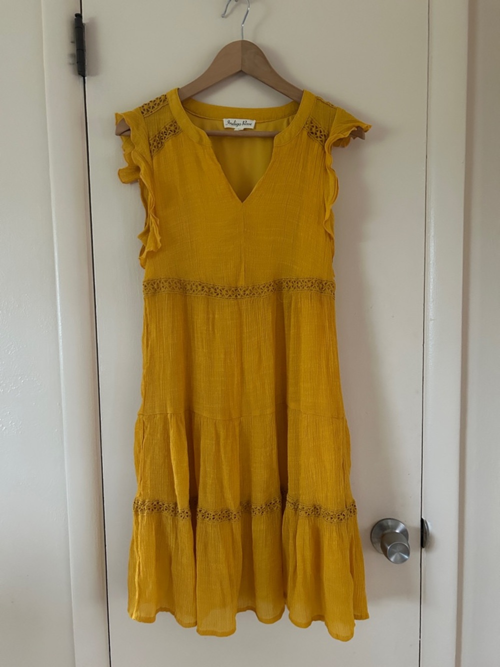 Sunshine Crochet-Trim Midi Dress - Yellow